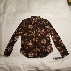 Beautiful Chaps Petite Floral Button Down Shirt